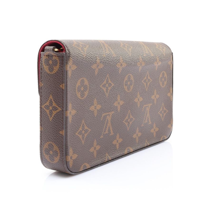 LOUIS VUITTON LV 路易威登 Pochette Felicie 肩背包 棕/紫紅色 原花帆布 M61276-1