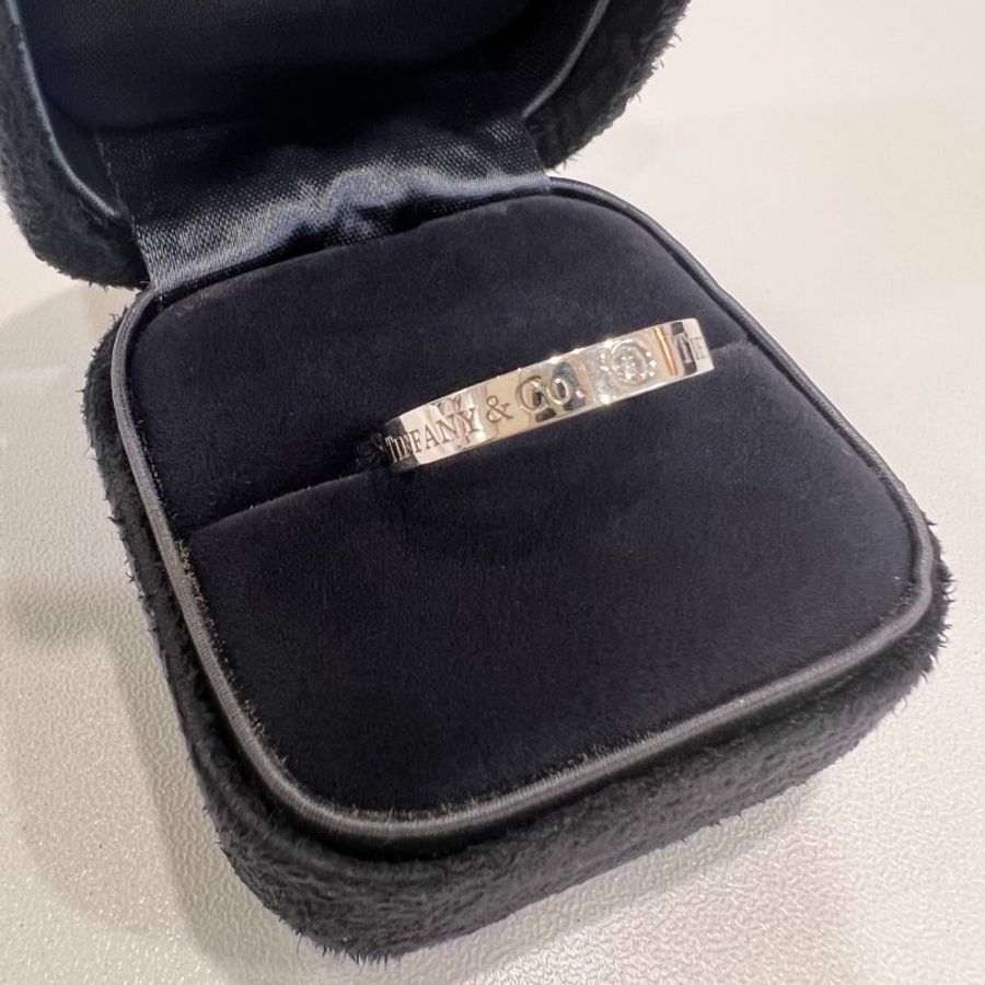 Tiffany&Co. 鉑金鑲鑽戒指 3PD PT950/5.3G #16-4