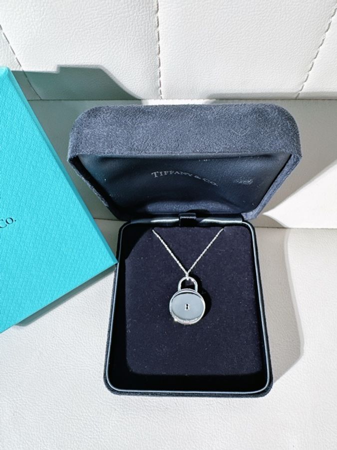 Tiffany 蒂芙尼鉑金拼 18K 玫瑰金滿鑽大號鎖頭項鍊-2