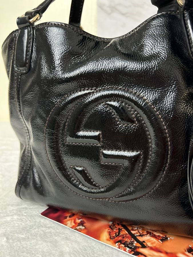 Gucci Soho 漆皮手提斜背-3