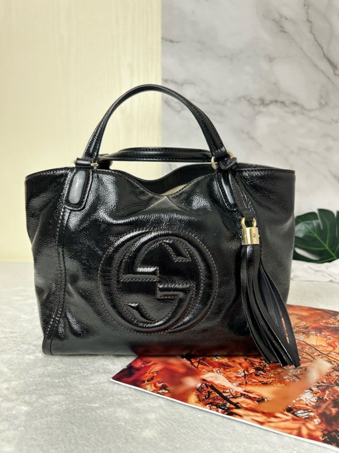 Gucci Soho 漆皮手提斜背-5