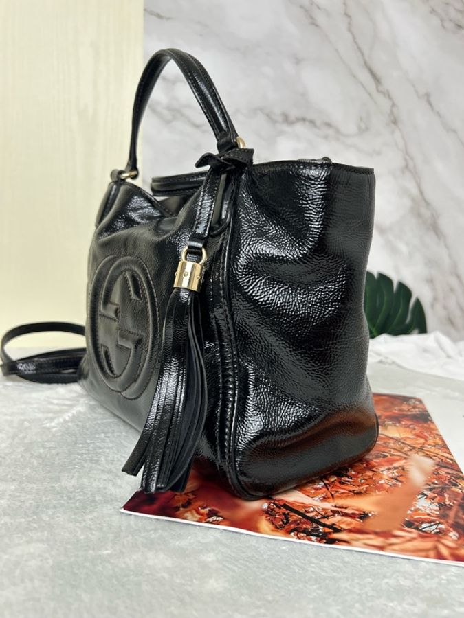 Gucci Soho 漆皮手提斜背-7