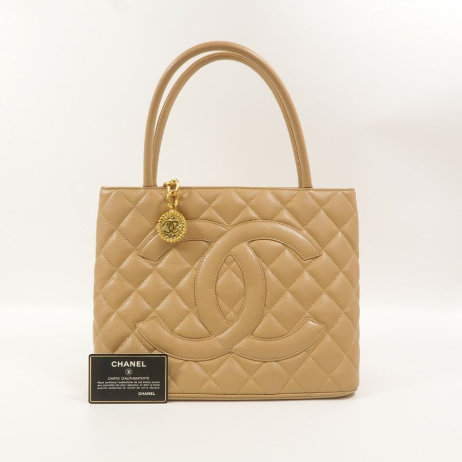 CHANEL 牛皮皮革Medallion Vintage Tote Bag手挽袋-11