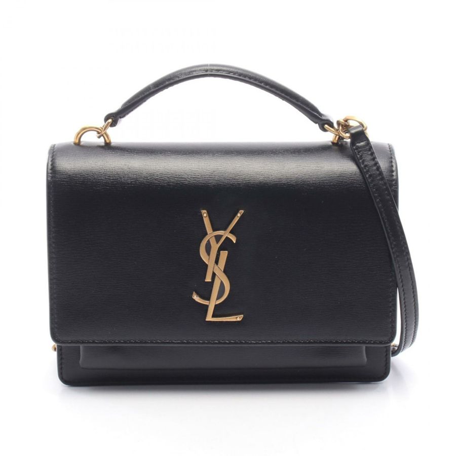 SAINT LAURENT PARIS SUNSET 斜背單肩手提包 533026 黑色皮革 二手-0