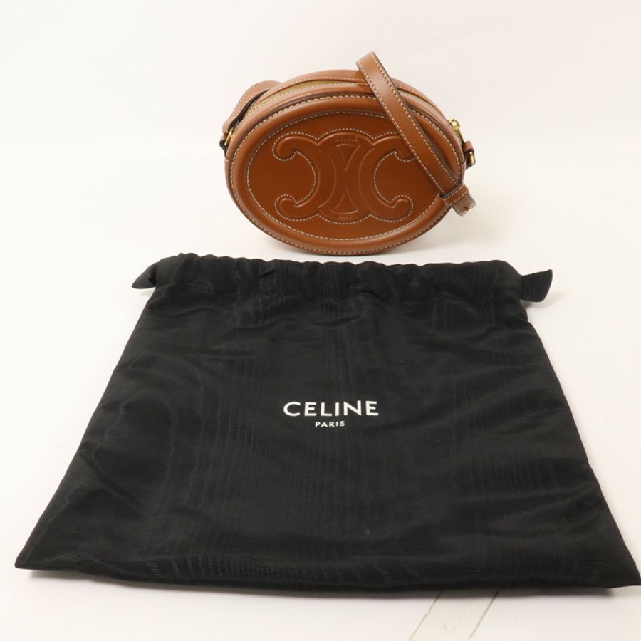 CELINE 牛皮皮革Triomphe Oval肩背袋-8