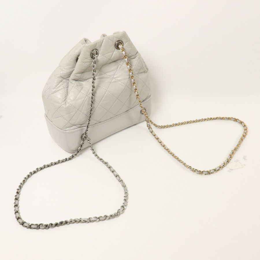 CHANEL 羊皮皮革Gabrielle Backpack Small鏈帶背包-7