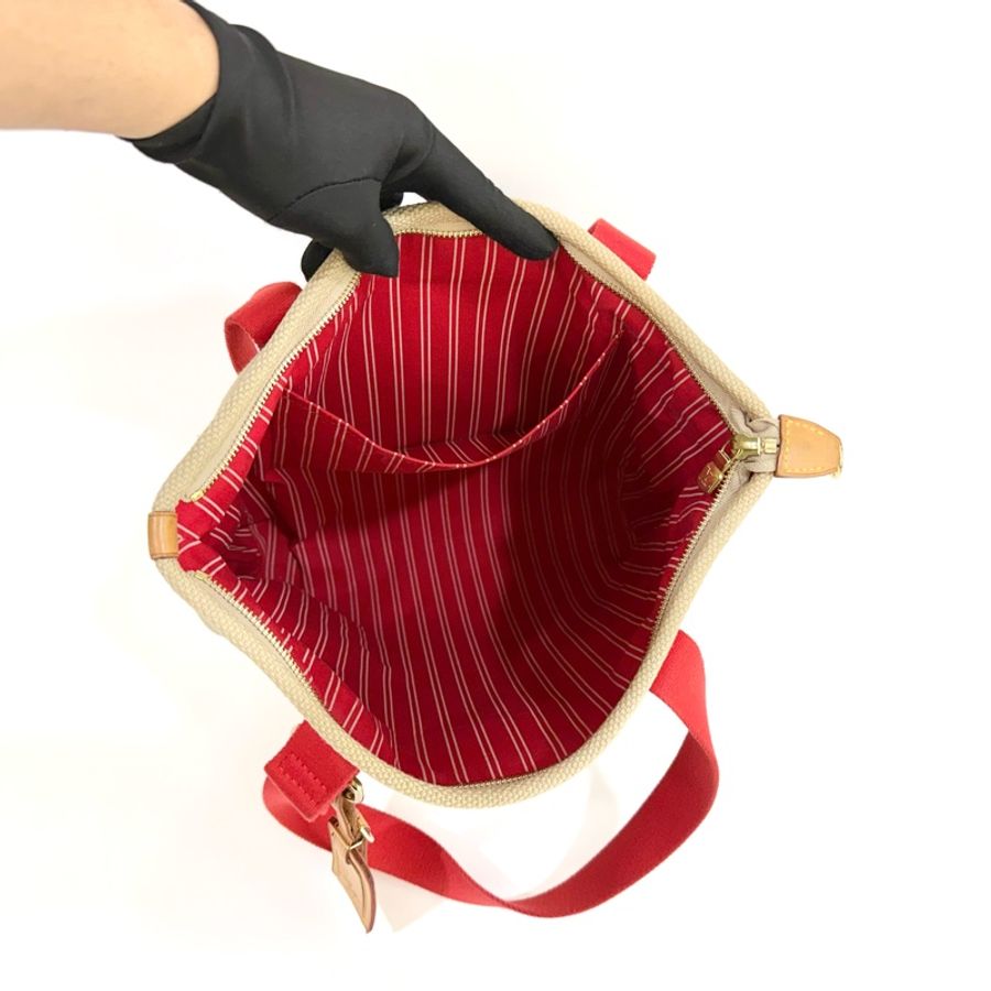 LV✨卡其色拚紅色帆布ANTIGUAMM M40035-4