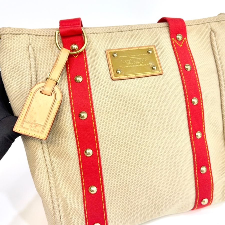 LV✨卡其色拚紅色帆布ANTIGUAMM M40035-7