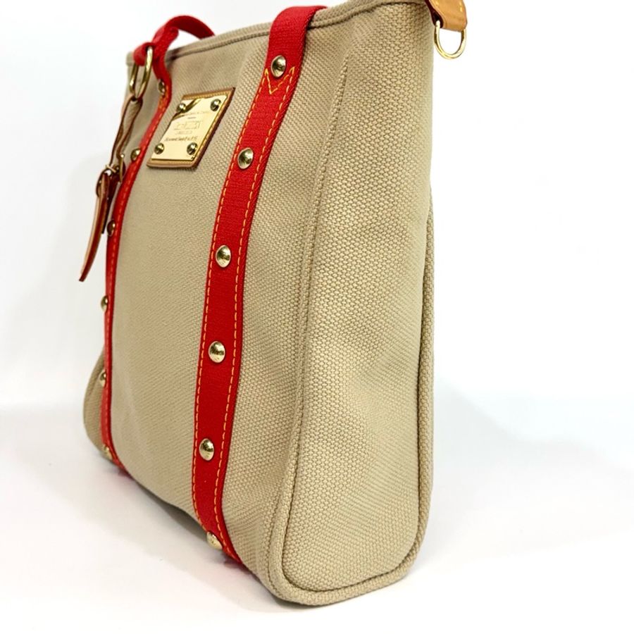 LV✨卡其色拚紅色帆布ANTIGUAMM M40035-9