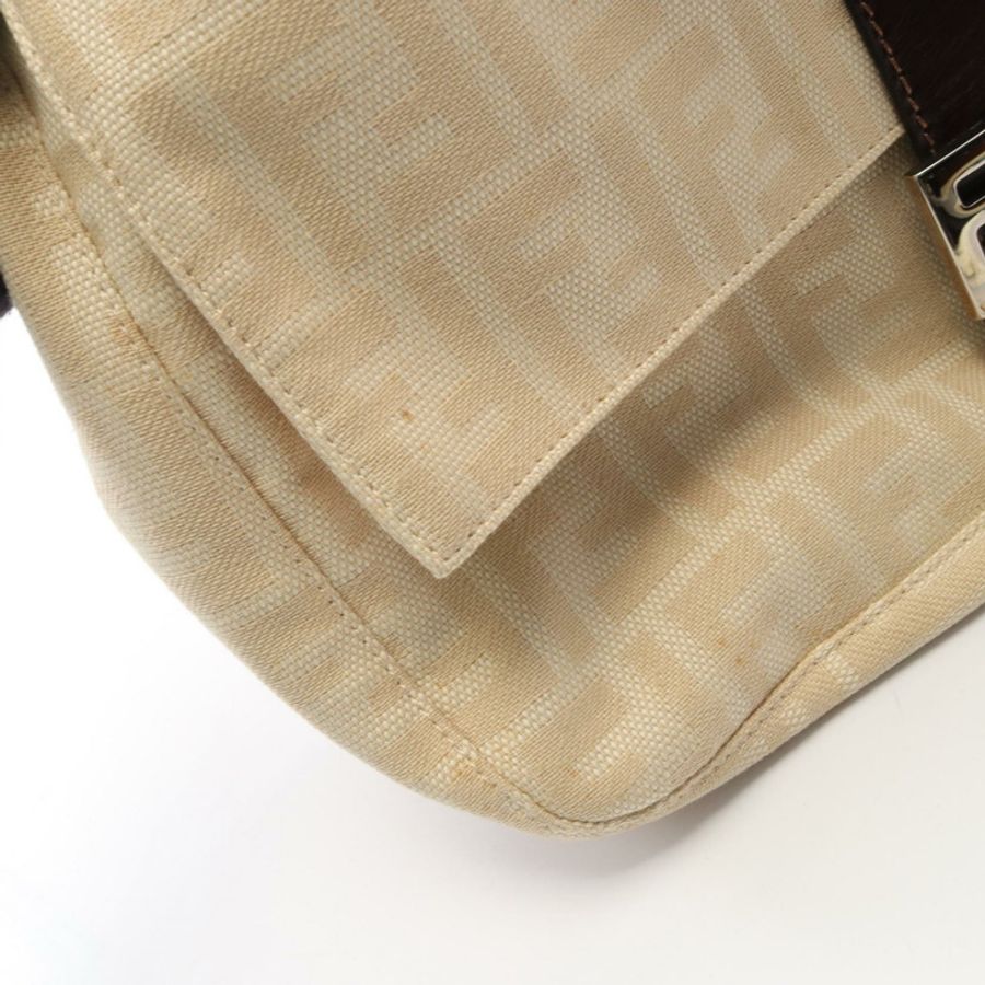 FENDI Mamma Bucket Zucca 單肩手提包,帆布皮革材質,米色/棕色,二手女款-8