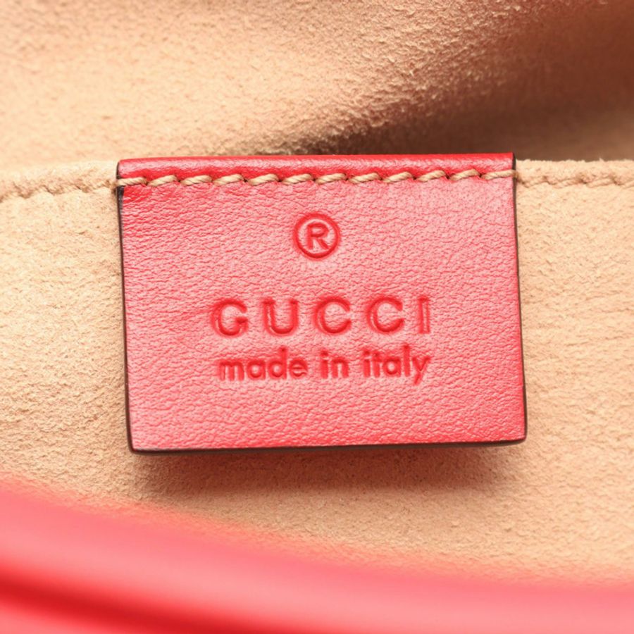 GUCCI GG Marmont 肩背斜背包 447632 紅色皮革 GHW 二手 女士-3