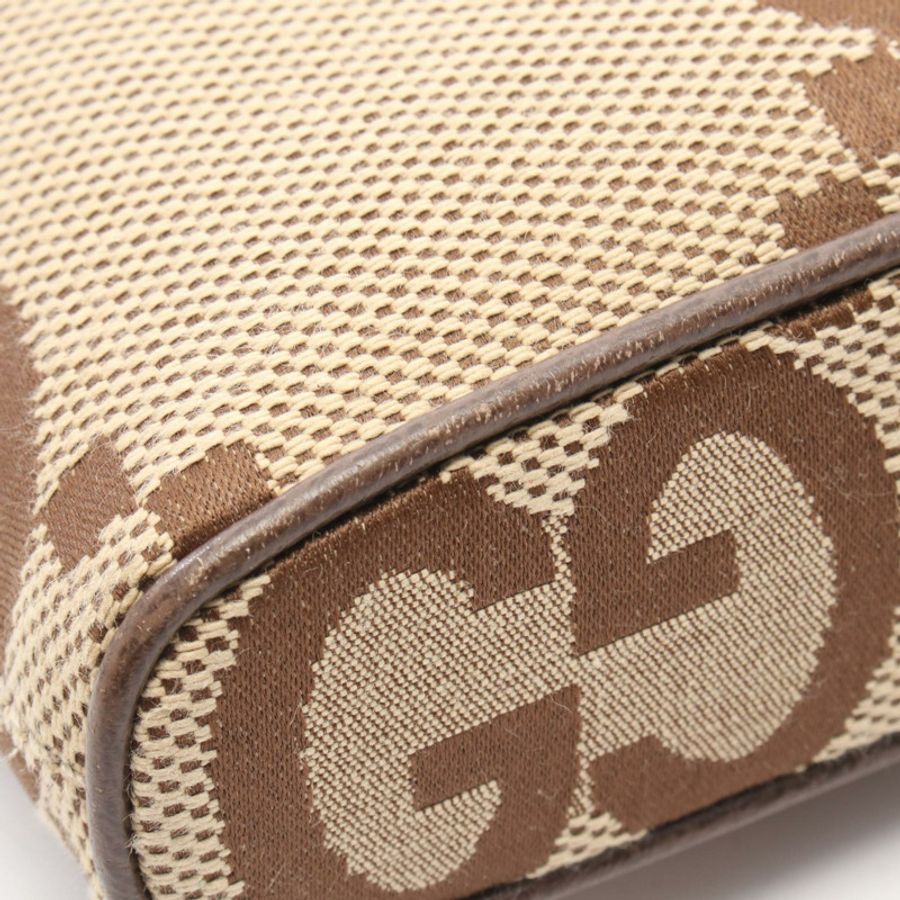 GUCCI Jumbo GG Messenger 單肩斜背包 699130 帆布皮革 米色 二手-5