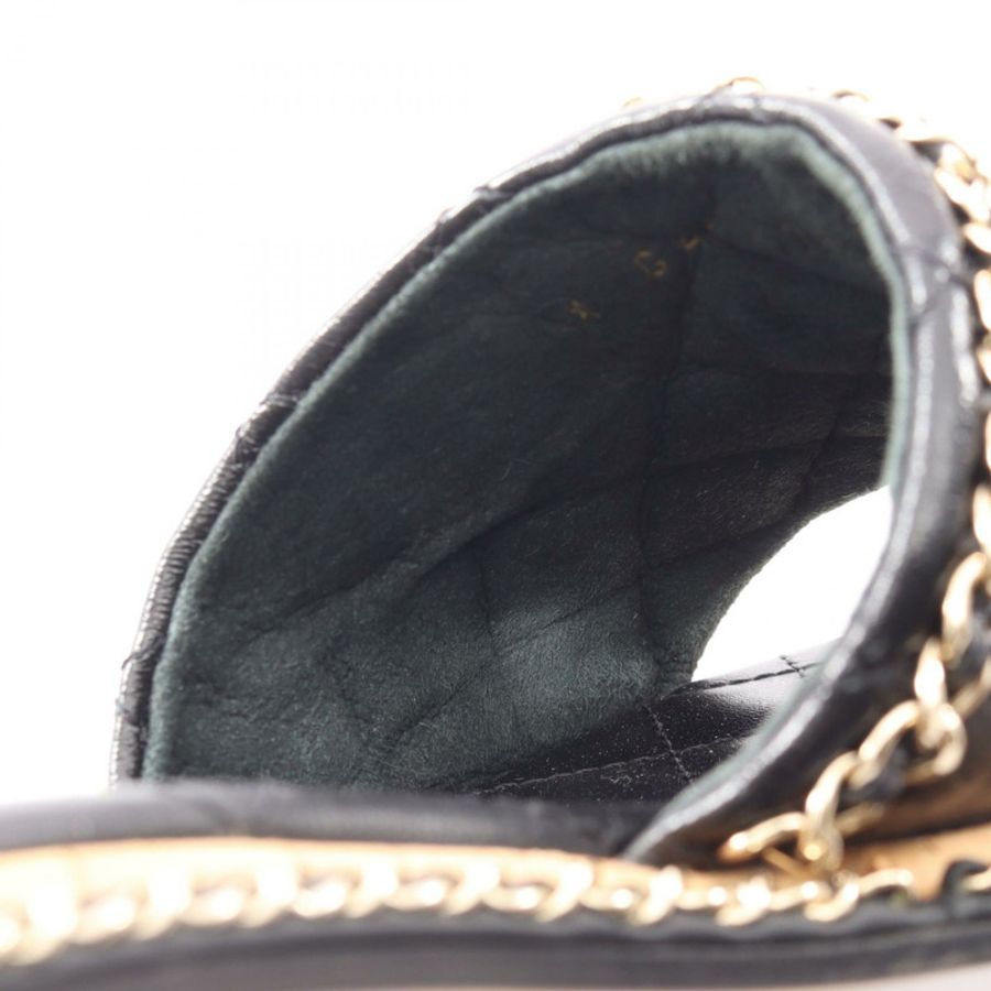 香奈兒 (CHANEL) Matelasse Mule Chain Sandals #37 1/2 G45671 黑色皮革女士二手 CC-7