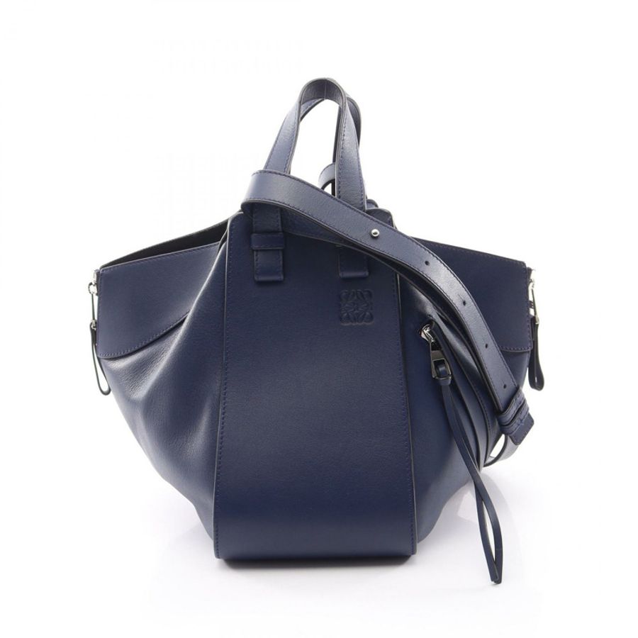 LOEWE HAMMOCK SMALL 單肩斜背包 387 30 S35 皮革 藍色 二手-0
