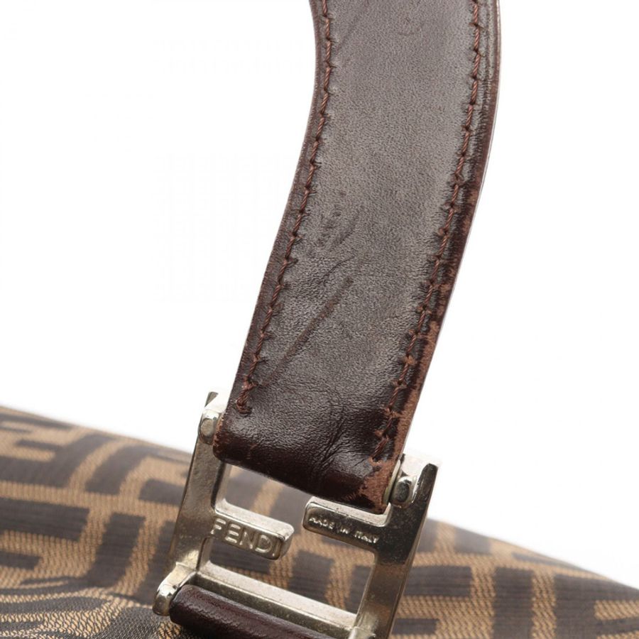 FENDI Zucca 手提包 皮革 尼龍帆布 米色 黑色 棕色 SHW 二手 女士-8