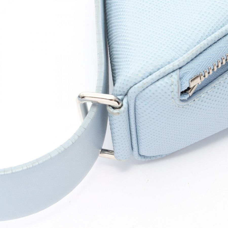 PRADA SAFFIANOSA CUIR 三角形單肩包 2VL039 皮革 藍色 二手 女士-8