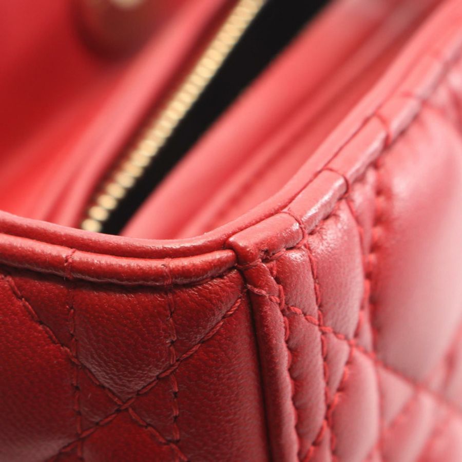 Christian Dior Lady Dior 大型 Cannage 單肩背包,紅色真皮,二手女款-7