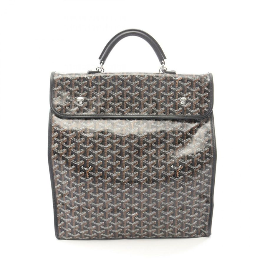 GOYARD Saint Leger 雙肩包 PVC塗層帆布皮革 黑色 二手-0