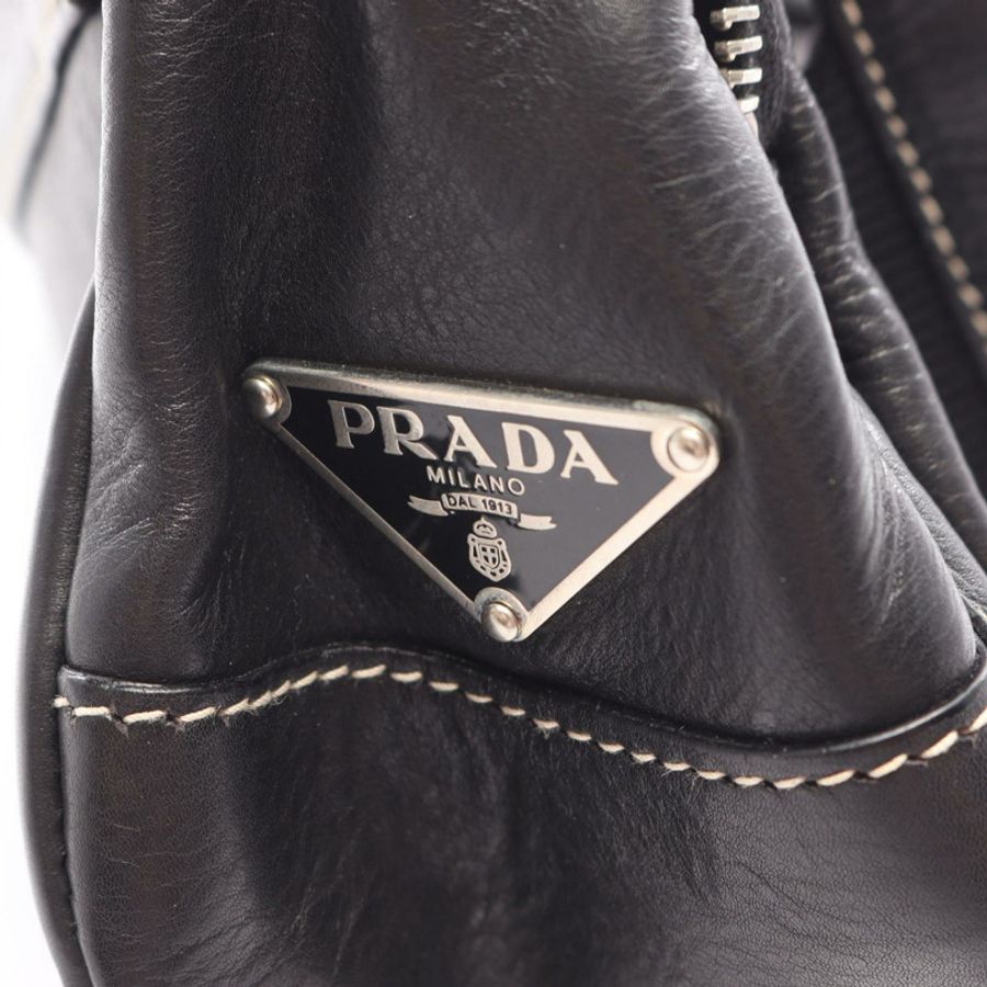 PRADA 小牛皮單肩包 黑色 SHW 二手 女士-4
