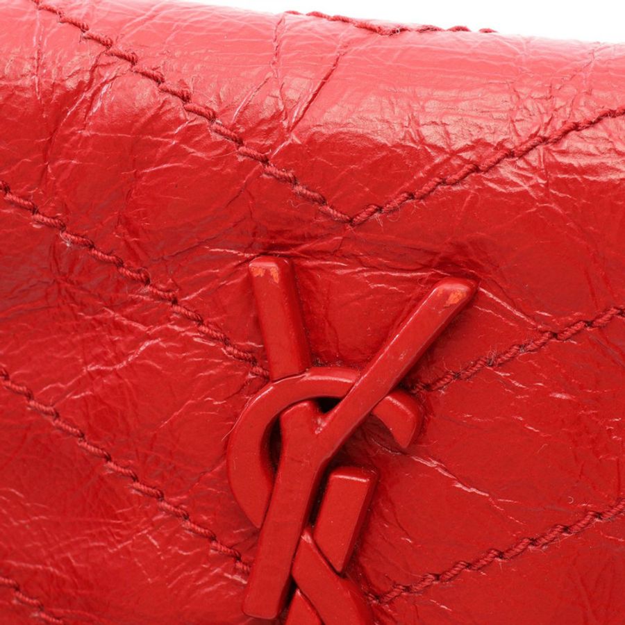 SAINT LAURENT PARIS Niki 雙折錢包 583552 紅色真皮 二手 女士-7