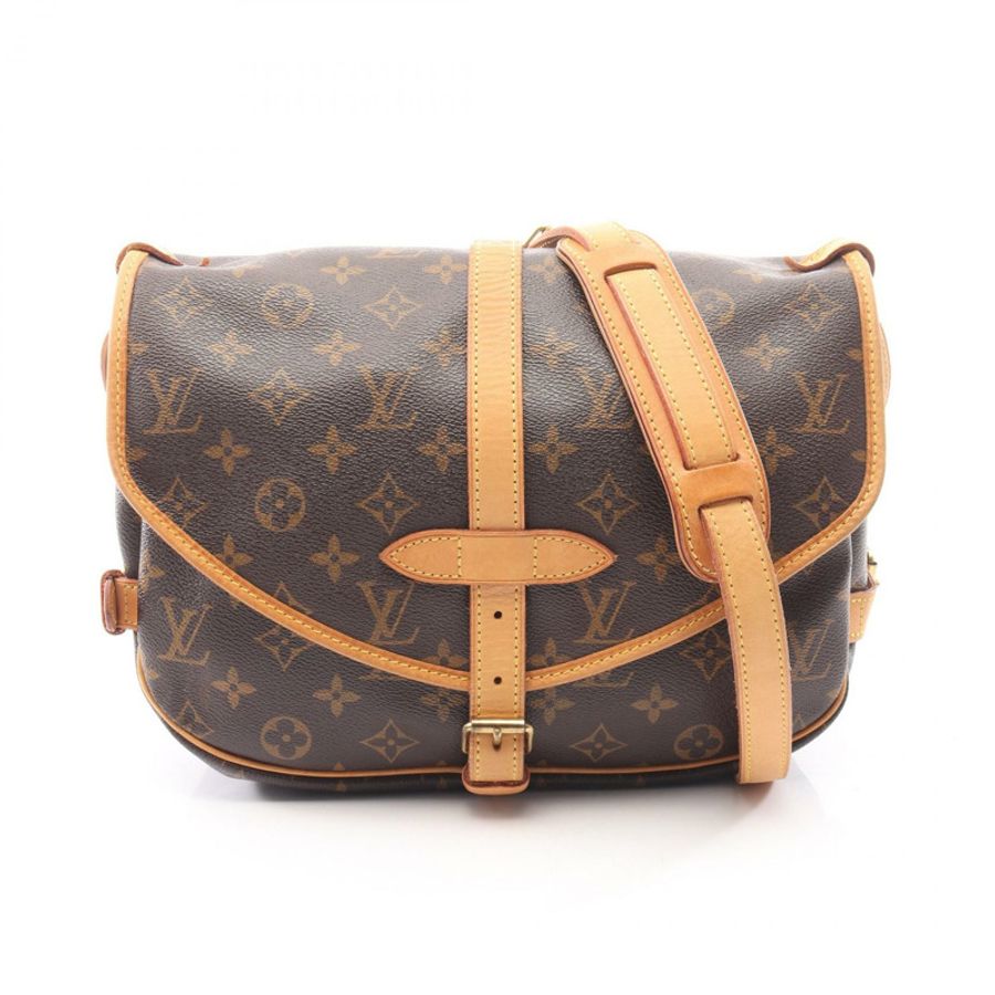 路易威登 Saumur 30 肩斜背包 M42256 Monogram 棕色皮革-0