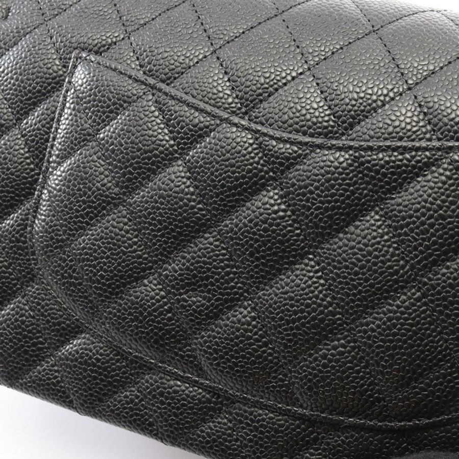 香奈兒 (CHANEL) Matelasse 雙蓋鏈條肩背包 A01112 黑色皮革 GHW CC-9