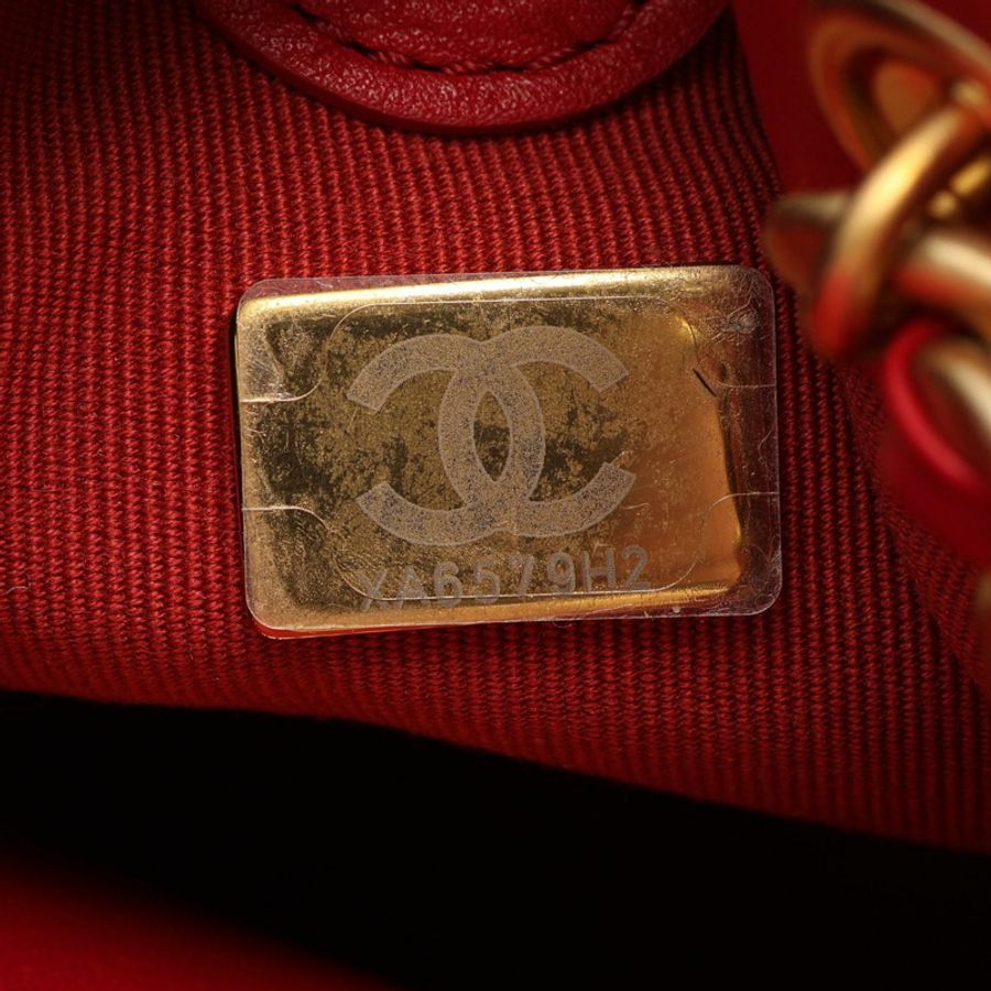 香奈兒 (CHANEL) Matelasse 小號鏈條雙肩包 AS4275 羊皮 紅色 金色五金 二手-4