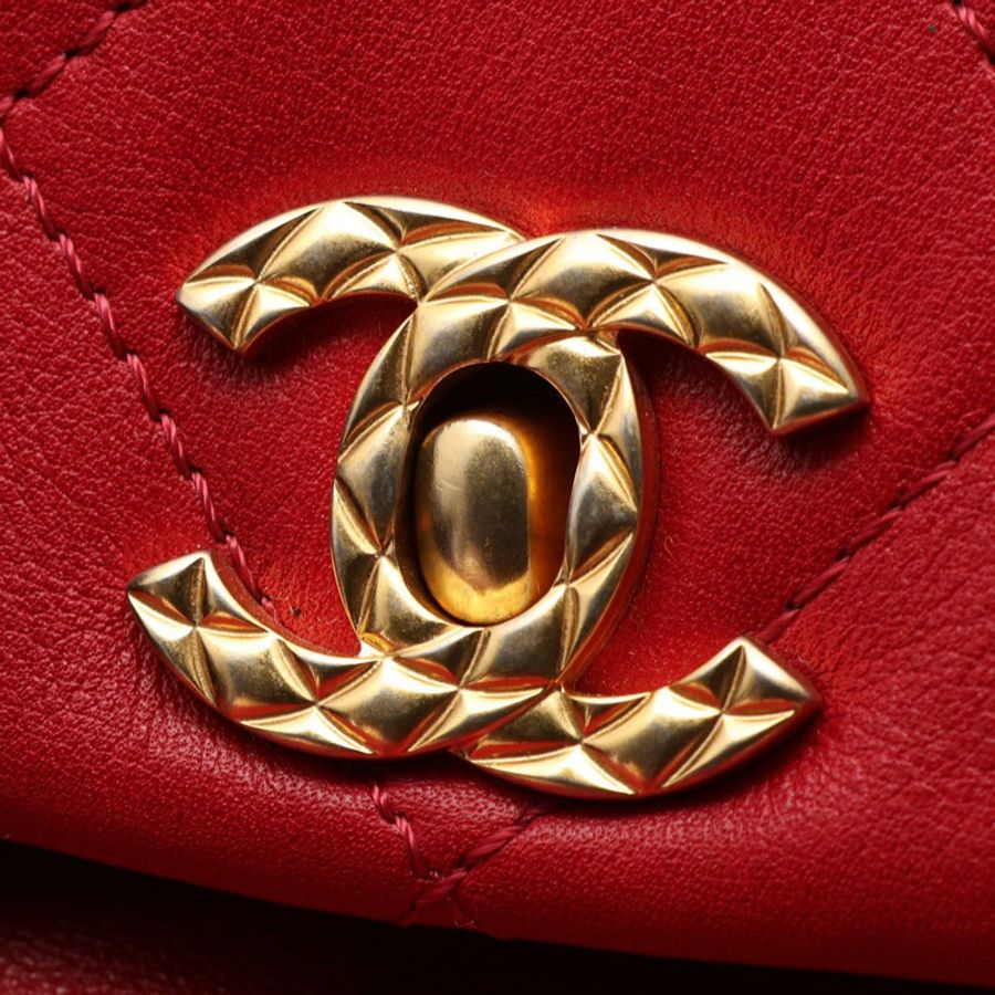 香奈兒 (CHANEL) Matelasse 小號鏈條雙肩包 AS4275 羊皮 紅色 金色五金 二手-5
