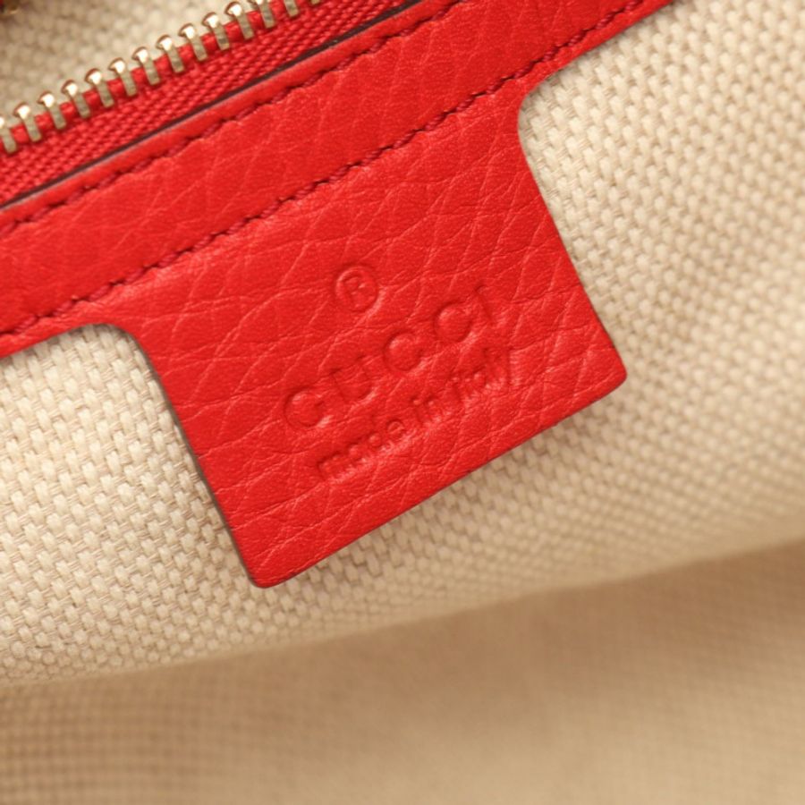GUCCI Soho Cellarius Interlocking G 手提包 282309 紅色皮革 二手 女士-3