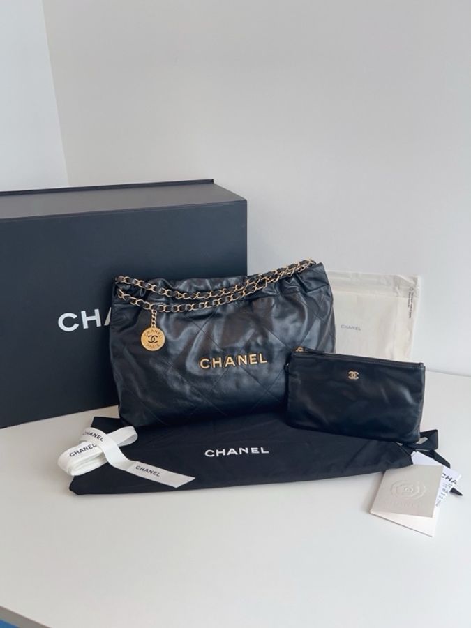 💎Chanel香奈兒|黑金22bag 橫版垃圾袋|閒置99新全配芯片款-2