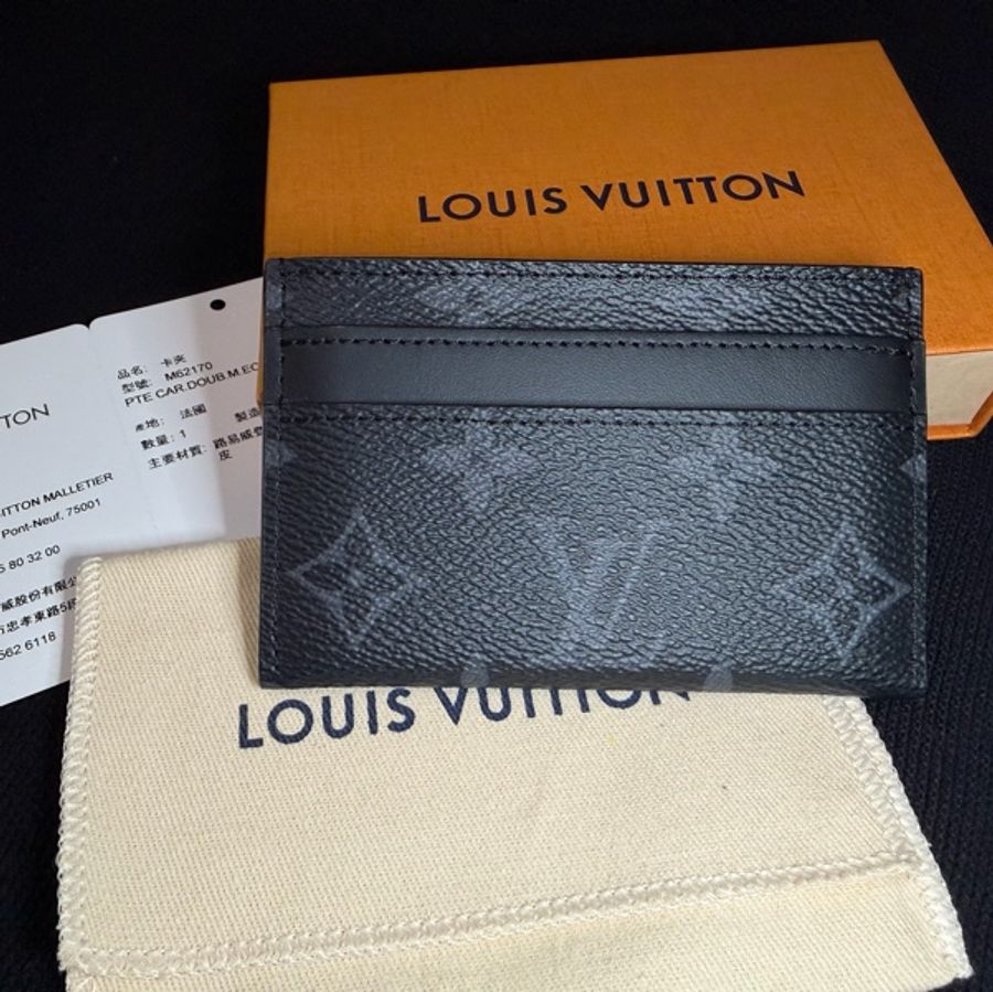 【正品全套】LV M62170 經典黑灰花 Porte Cartes Double 卡夾 / 名片夾（附盒/袋/購標）-6