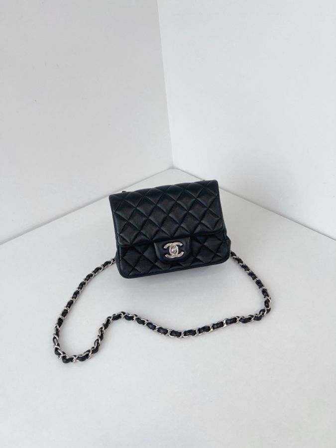 💎Chanel香奈兒|黑銀CF方胖子鏈條包|98新26開-1