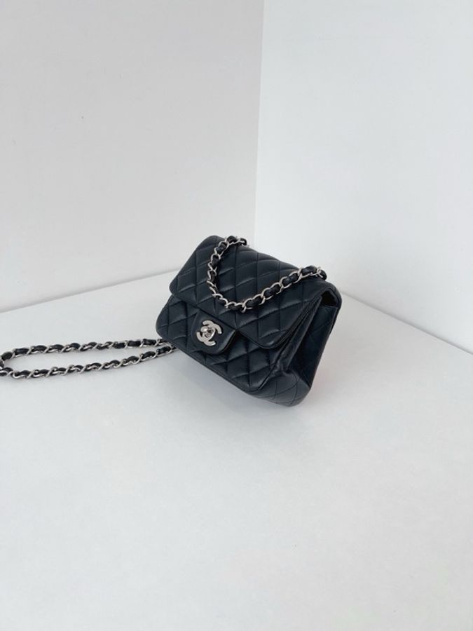 💎Chanel香奈兒|黑銀CF方胖子鏈條包|98新26開-3
