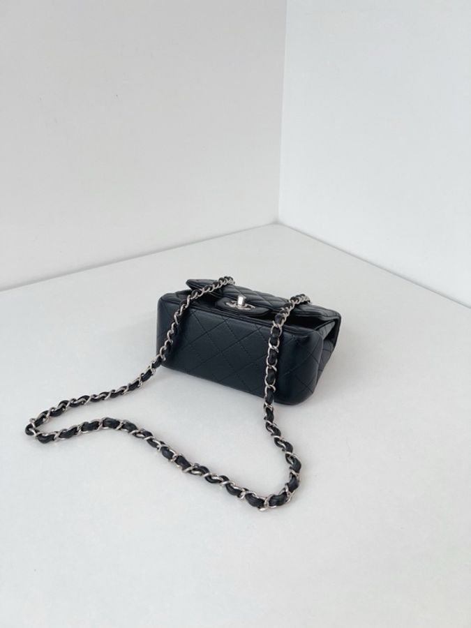 💎Chanel香奈兒|黑銀CF方胖子鏈條包|98新26開-4