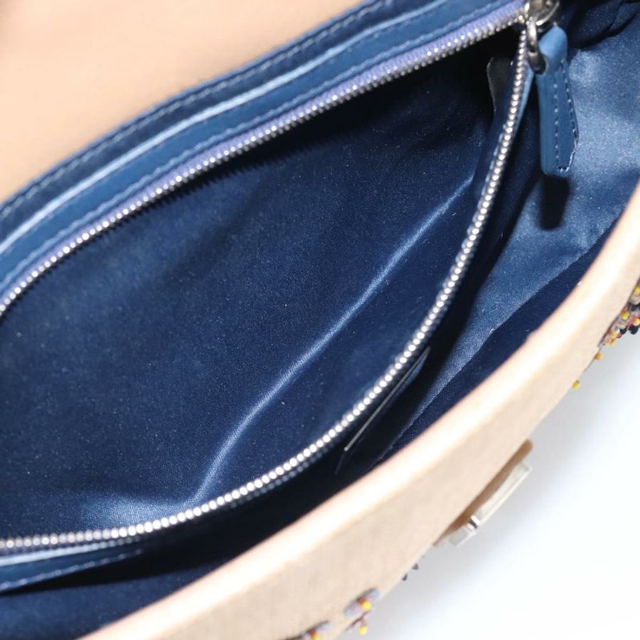 【日本直送】FENDI Mamma Baguette 肩背包 草編 米色 銀色 正品 189247SM-24
