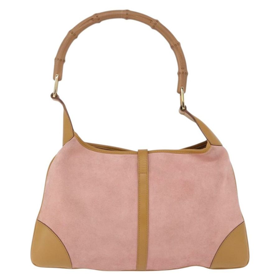 【日本直送】GUCCI 竹節 Jackie 單肩包 絨面革 粉紅色 金色 001 4060 正品 193813V-1