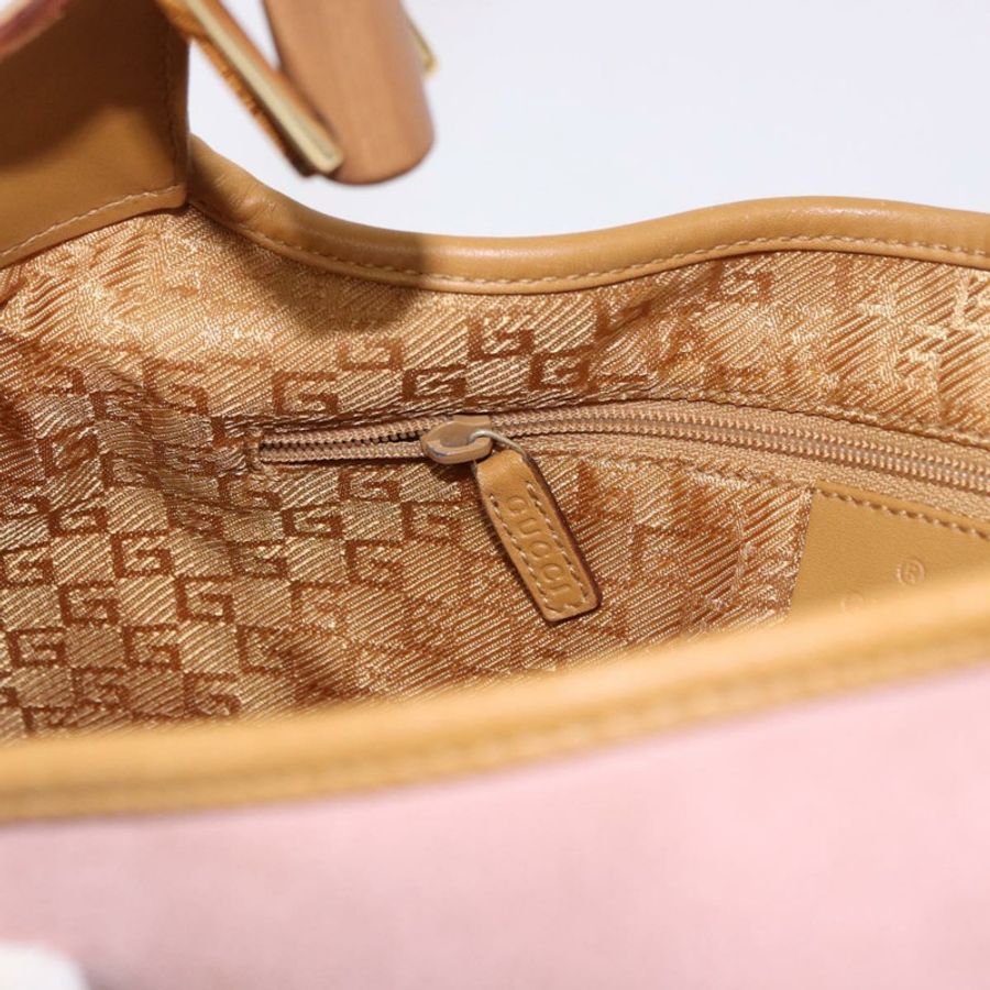 【日本直送】GUCCI 竹節 Jackie 單肩包 絨面革 粉紅色 金色 001 4060 正品 193813V-19