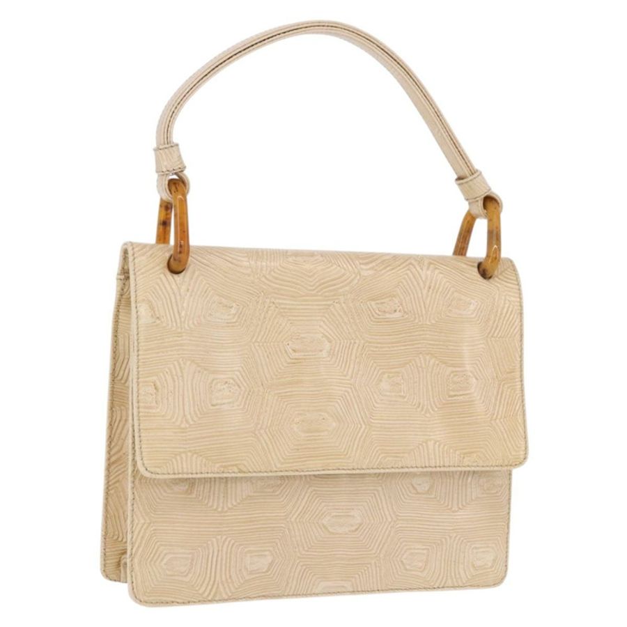 【日本直送】PRADA Tartaruga 壓紋皮革象牙銀色手提包,正品編號 192493A-0