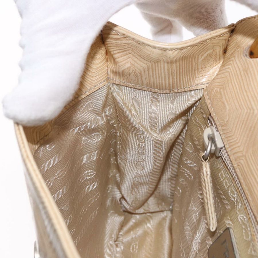 【日本直送】PRADA Tartaruga 壓紋皮革象牙銀色手提包,正品編號 192493A-19