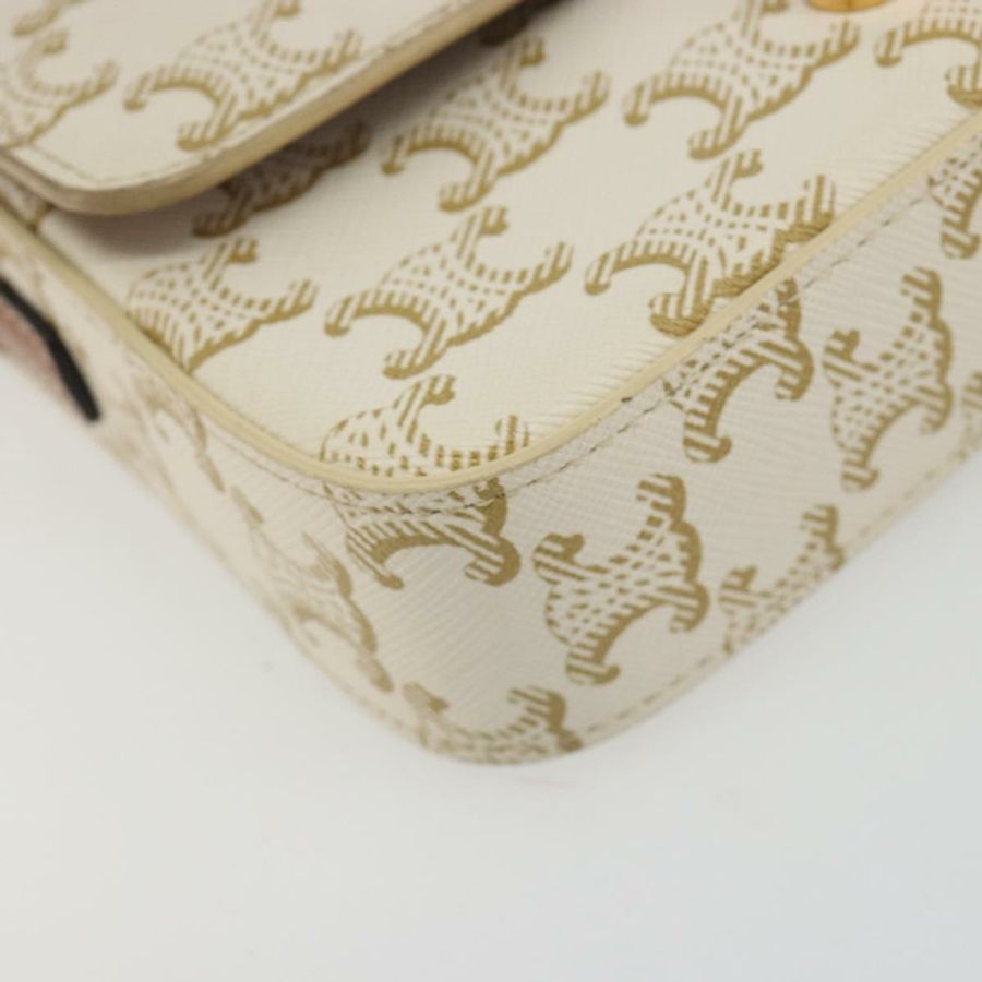 【日本直送】CELINE Triomphe帆布肩背包 PVC 白色金色 正品 192461SAM-14