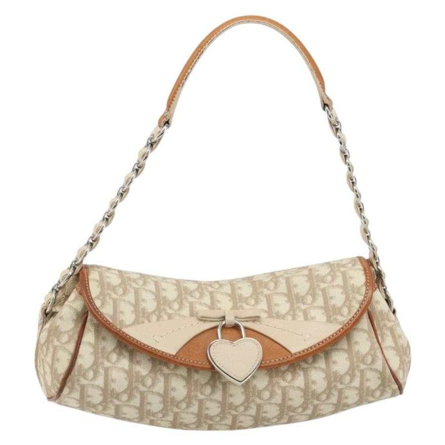 【日本直送】Christian Dior Trotter帆布浪漫鏈條包 PVC米色銀色 正品 191980V-12