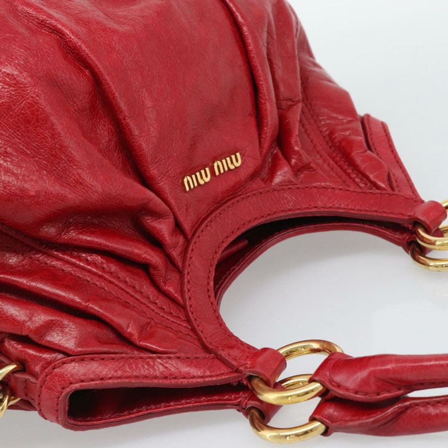 【日本直送】Miu Miu 皮革雙肩包 紅色金色 正品 195287M-5