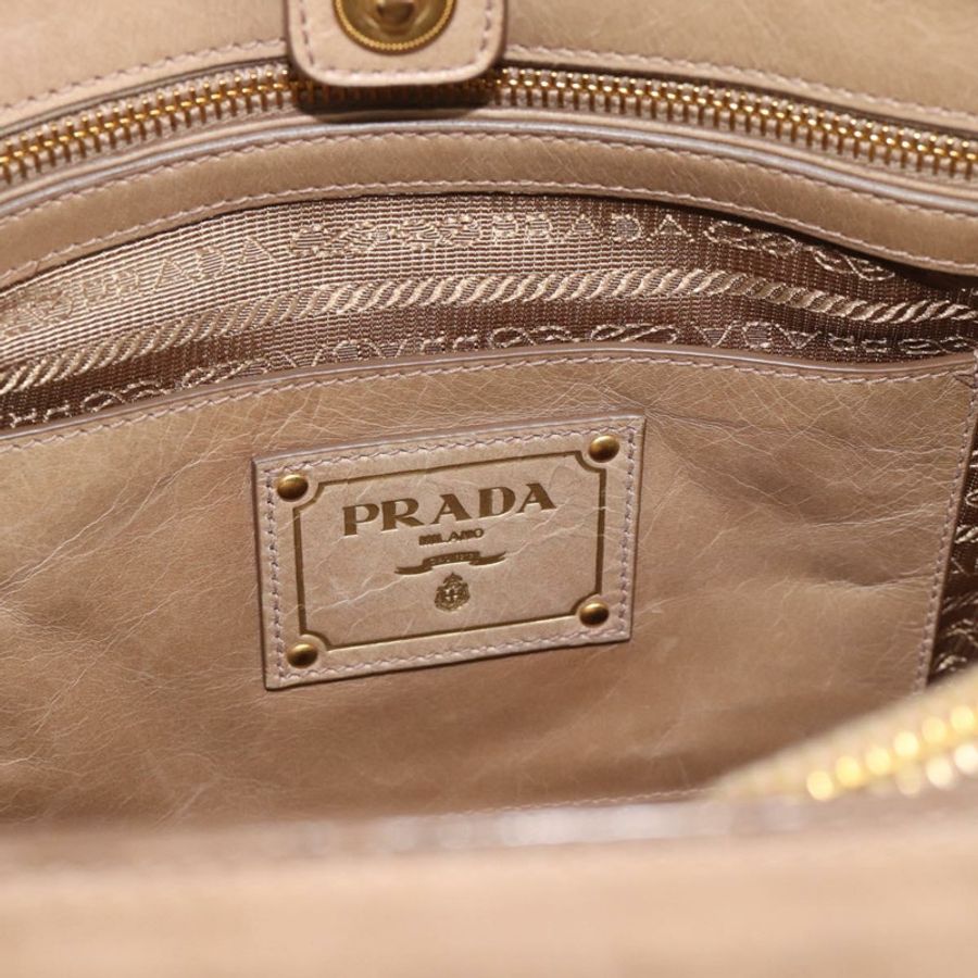 【日本直送】PRADA 手提包 皮革 兩用 米色 金色 正品 194763M-20