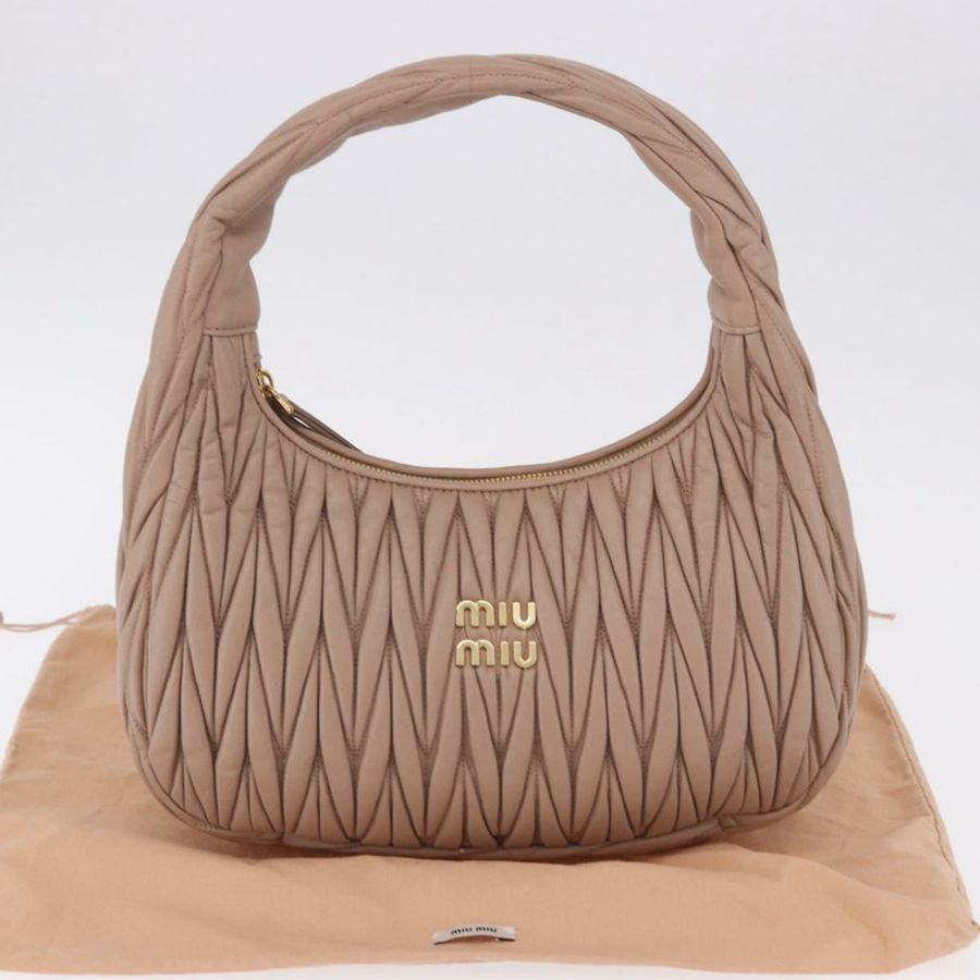 【日本直送】Miu Miu Matelasse Wonder 單肩包，羊皮材質，粉紅金色，正品，貨號 196075SAM-21