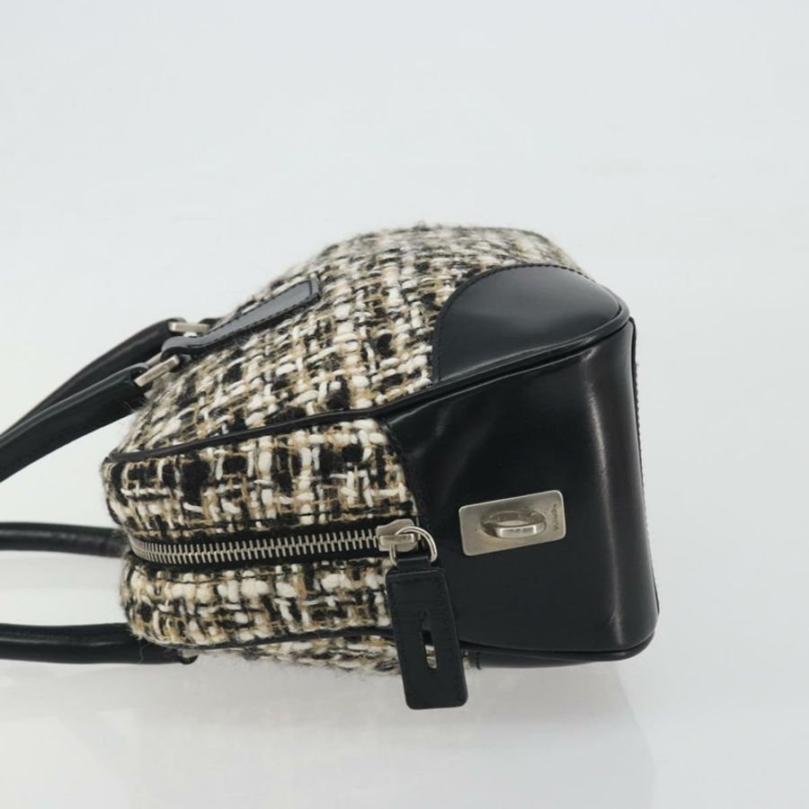 【日本直送】PRADA 波士頓包，斜紋軟呢，黑色銀色，正品，貨號 195598V-4
