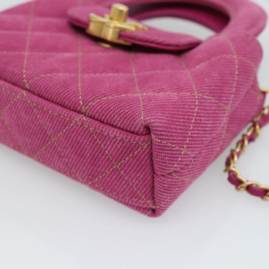 【日本直送】香奈兒 (CHANEL) Matelasse Chain Shoulder Pouch Canvas 2way Pink Gold CC Auth 195334V-9
