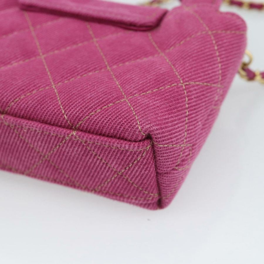 【日本直送】香奈兒 (CHANEL) Matelasse Chain Shoulder Pouch Canvas 2way Pink Gold CC Auth 195334V-11