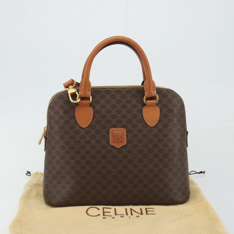 【日本直送】CELINE Macadam 手提包 PVC 皮革 兩用棕色金色 Auth 194929V-25