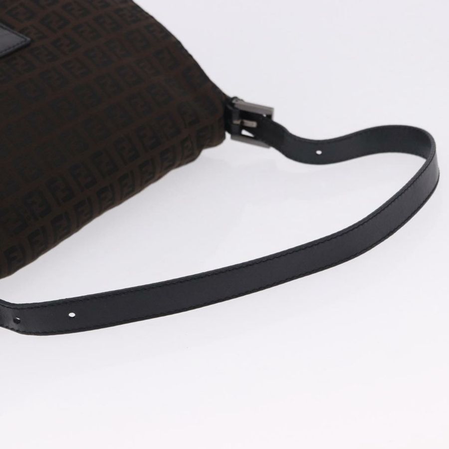 【日本直送】FENDI Zucchino 帆布 Mamma Baguette 單肩包 棕色 銀色 正品 195389V-6