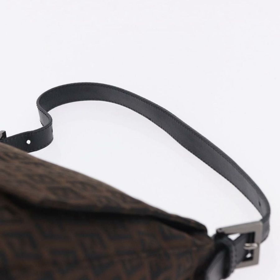 【日本直送】FENDI Zucchino 帆布 Mamma Baguette 單肩包 棕色 銀色 正品 195389V-7